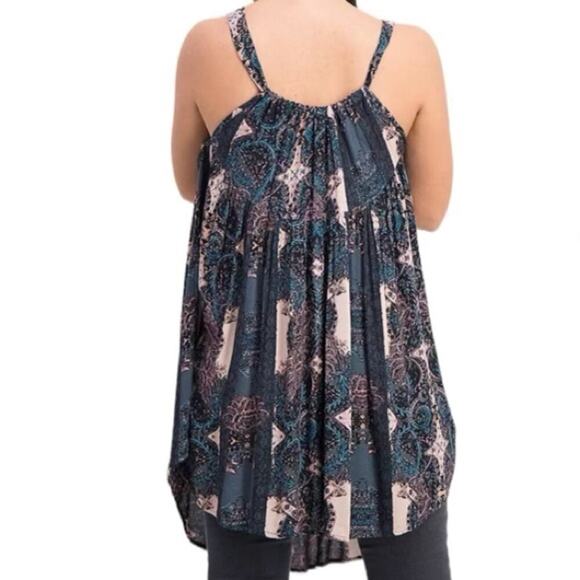Free People Count Me In Trapeze Tunic Mini Dress Black Blue Lace SP - Picture 3 of 6
